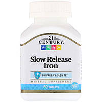 Мікроелемент Залізо 21st Century Slow Release Iron 45 mg 60 Tabs QT, код: 7517404