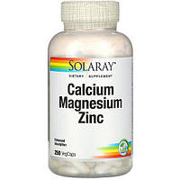 Мультиминеральный комплекс Solaray Calcium Magnesium Zinc 250 Veg Caps SOR04561 QT, код: 7676843