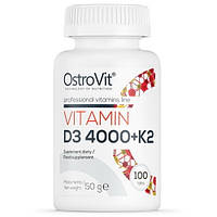 Витамин D3+K2 для спорта OstroVit Vitamin D3 4000 + K2 100 Tabs QT, код: 8421951