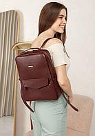 Кожаный городской женский рюкзак на молнии Cooper бордовый BlankNote QT, код: 8132397