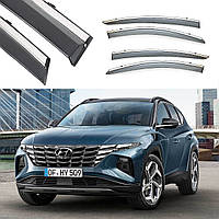 Дефлекторы окон Hyundai Tucson NX4 Long 2021 П/К скотч "FLY"(нерж.сталь 3D)BHYTS2123-W/S(64) TC