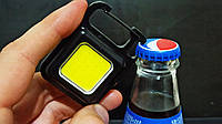 Фонарик брелок аккумуляторный LED COB c карабином и магнитом 500 mAh, мини Фонарик светодиодный usb