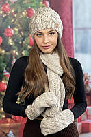 Комплект «Дюран» (шапка шарф рукавицы) Braxton светлый кофе 56-59 FT, код: 8352603