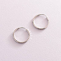 Сережки кільця в білому золоті (1.8 см) с07797 Онікс DH, код: 7437649
