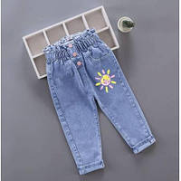 Модные детские синие джинсы для девочки
