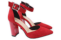 Туфлі жіночі з натуральної замші на великому каблуці Червоні Erisses 900-21LT 34 QT, код: 7365289