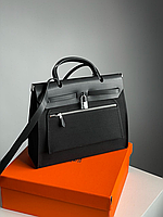 Женская кожаная сумка Erme Herbag Zip 31 Bag Эрме, модные брендовые сумки Black/Silve