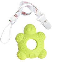 Силиконовый прорезыватель-игрушка для зубов ребенка и держатель 2Life Черепашка Y7 Белый Зеле NB, код: 8404557