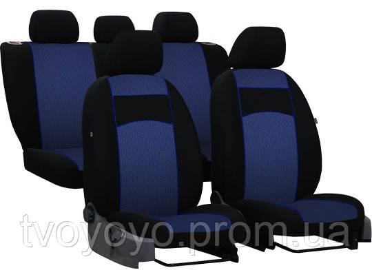 Авточехлы с автоткани Toyota Yaris 2005-2011 Pok-ter VIP с синей вставкой TV, код: 8448417 - фото 1 - id-p2172013990