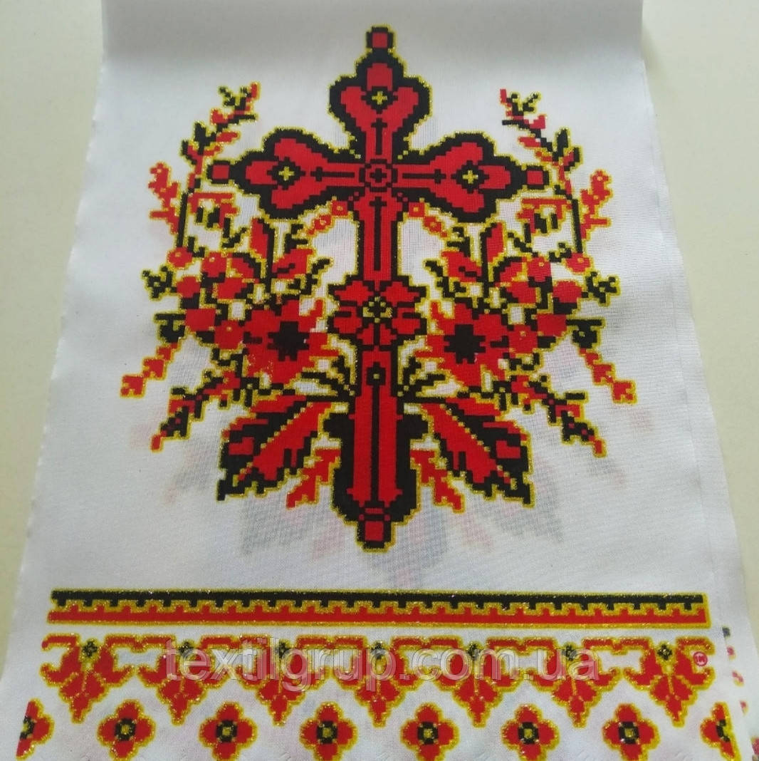 Рушник на хрест орнамент 1,50*26 червоний