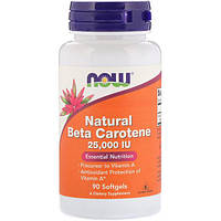 Витамин A NOW Foods Natural Beta Carotene, 25,000 IU 90 Softgels QT, код: 7518490