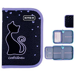 Пенал без наповнення Kite Catsline K24-621-3, 1 відділення, 1 відворотПенал без наповнення Kite Catsline K24-621-3, 1 відділення,