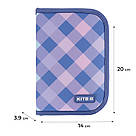 Пенал без наповнення Kite Purple Chequer K24-622-3, 1 відділення, 2 відвороти, фото 2