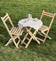 Розкладний деревʼяний стіл та стільці садові меблі сосна