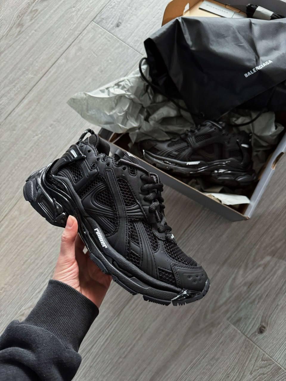 Кросівки чоловічі чорні Balenciaga Trainer Mate Black Runner Sneakers (16136)