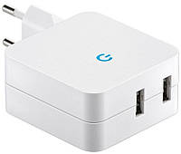 Адаптер питания Goobay IEC Schuko -USB2.0 A M F x2 4200mA Белый (75.06.7930) UL, код: 8345656