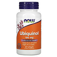 Убихинол Now Foods 100 мг 60 гелевых капсул UL, код: 7701503