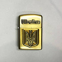 Турбо зажигалка Герб Украины 19277. HS-768 Цвет: бронзовый