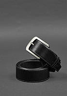 Кожаный ремень 40 мм черный со светло-серой нитью BlankNote DH, код: 8132860