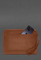 Шкіряний чохол для ноутбука на блискавці з кишенею та хлястиком на руку Світло-коричневий BlankNo XN, код: 8321942