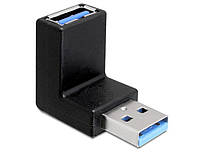 Перехідник обладнання Delock USB3.0 A M F адаптер кутовий 90°вниз Down чорний (70.06.5339) UL, код: 7455126