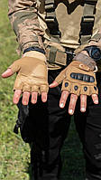 Стрелковые мужские перчатки без пальцев на липучке coyote, защитные военные рукавицы со вставками на ладонях