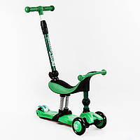 Самокат-велобег 3 в 1 трехколесный Best Scooter колеса PU со светом 70 кг Green (104498) XN, код: 7666797