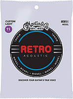 Струны для акустической гитары Martin MM11 Retro Acoustic Guitar Strings Custom Light 11 52 TV, код: 6556535