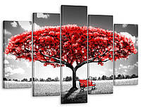 Модульная картина Декор Карпаты большая в гостиную спальню Красное дерево 80x125 см MK50221 KC, код: 6963545