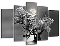 Модульна картина Декор Карпати для інтер'єру Чорно-біла ніч 80x125 см MK50064 KC, код: 6978853