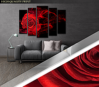 Модульна картина Poster-land у вітальню спальню Димна червона троянда Art-346_5 ( 80х118см KC, код: 6501915