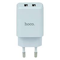 Сетевое зарядное устройство Hoco C62A Victoria Dual USB Charger 2 USB 2.1A Белый UT, код: 7676201