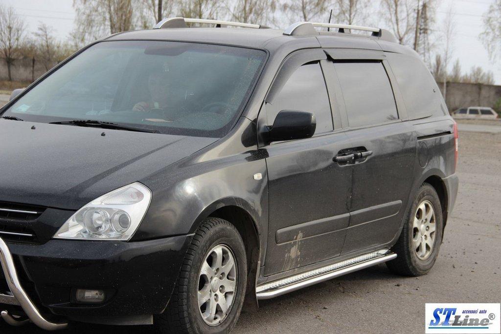 Боковые пороги KB001 (нерж) 60 мм для Kia Carnival 2002-2013 гг AB - фото 3 - id-p2172115376