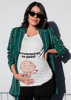 Футболка для беременной с принтом Арбуз Малыш с сердечком. В ожидании на чудо L QT, код: 8243471