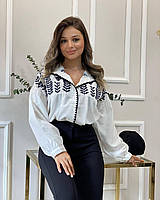 Безшумно красива блуза-сорочка вишиванка з довгим рукавом норма