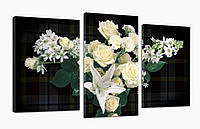 Модульная картина ProfART 469_3 70 x 110 см Белые Розы (hub_RIMv78669) KC, код: 1225755