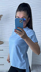 Жіноча літня базова однотонна футболка з легкої бавовни