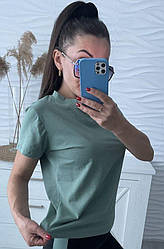 Жіноча літня базова однотонна футболка з легкої бавовни