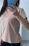 Женская летняя базовая однотонная футболка из легкого хлопка