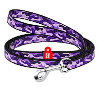 Поводок для собак нейлоновый WAUDOG Nylon Фиолетовый камо Ш 10 мм Дл 122 см KC, код: 7562924