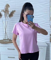 Жіноча літня базова однотонна футболка з легкої бавовни