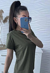 Жіноча літня базова однотонна футболка з легкої бавовни