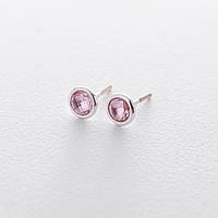 Срібні сережки-пусети з рожевим топазом 122167 Онікс BM, код: 6585396