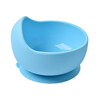 Силиконовая круглая глубокая тарелка для первых блюд на присоске 2Life Y9 350 мл Голубой (n-1 IN, код: 7812947