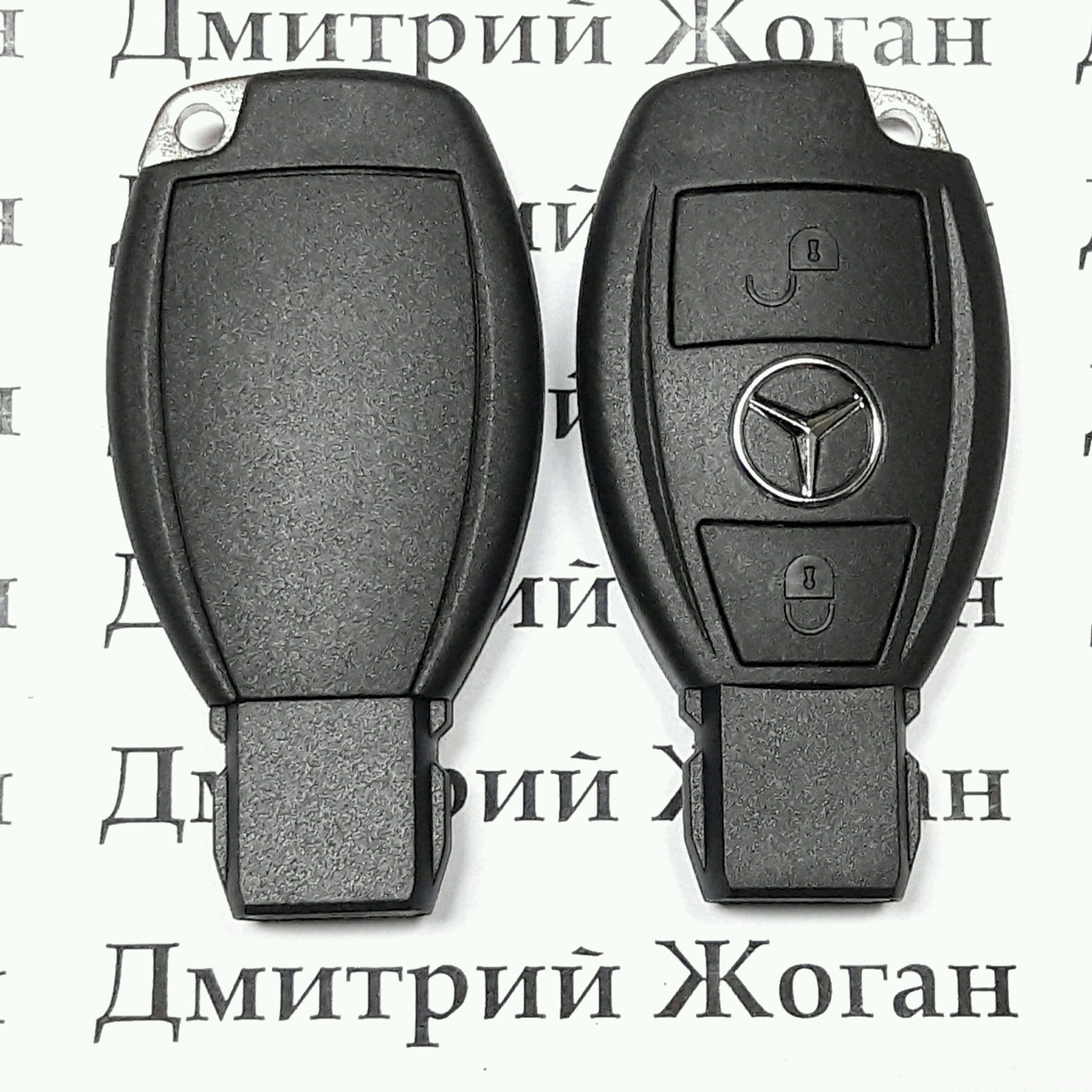 Ключ Mercedes (корпус Мерседес) 2 кнопки, с креплением для батареи и лезвием - фото 1 - id-p401459174