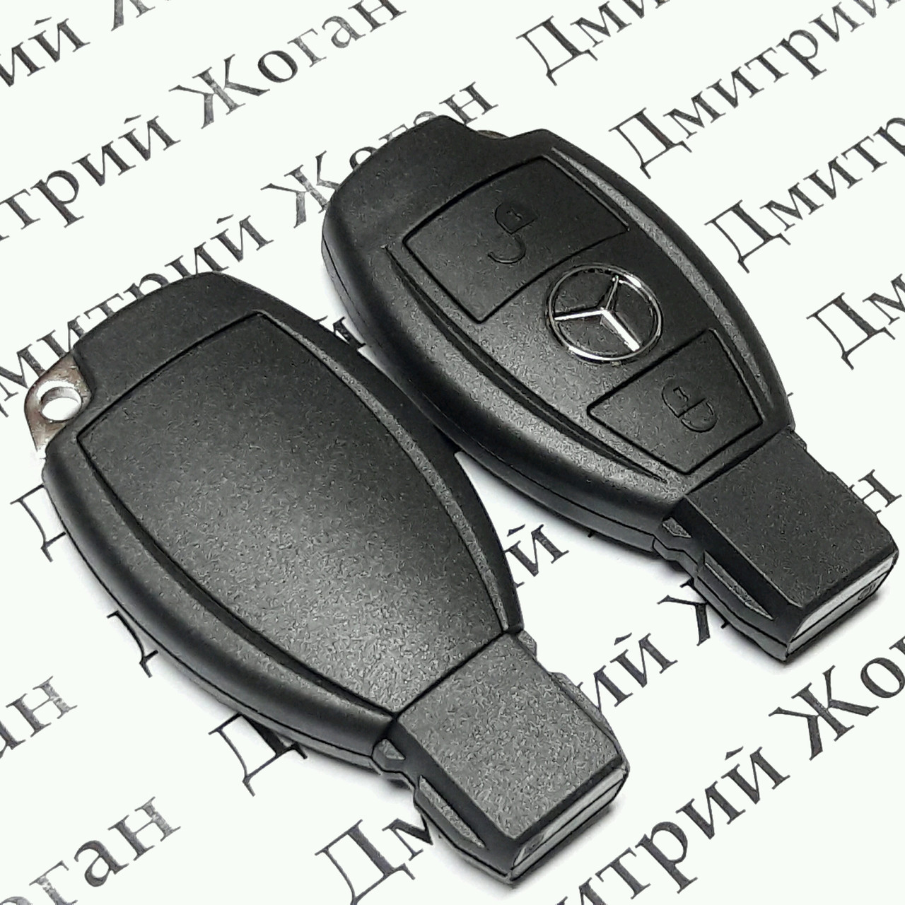 Ключ Mercedes (корпус Мерседес) 2 кнопки, с креплением для батареи и лезвием - фото 2 - id-p401459174