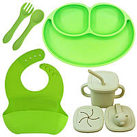 Набор силиконовый посуды 2Life 5 предметов Зеленый (n-10438) IN, код: 8103122