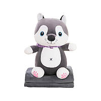 Мягкая игрушка c пледом Bambi Собачка Серый (М13945-G) IN, код: 8143219