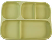 Детская пяти-секционная силиконовая тарелка с присоской 2Life Зеленый (vol-10188) IN, код: 8106550
