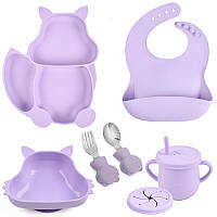 Набор детской посуды на присоске 2Life Белка Y2 из 7 предметов Фиолетовый (v-11309) IN, код: 8290533